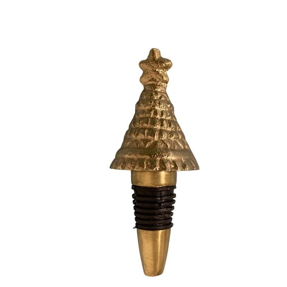 Gold Tone Metal Wine Bottle Stopper With Rubber Seal - Picture 2 of 3